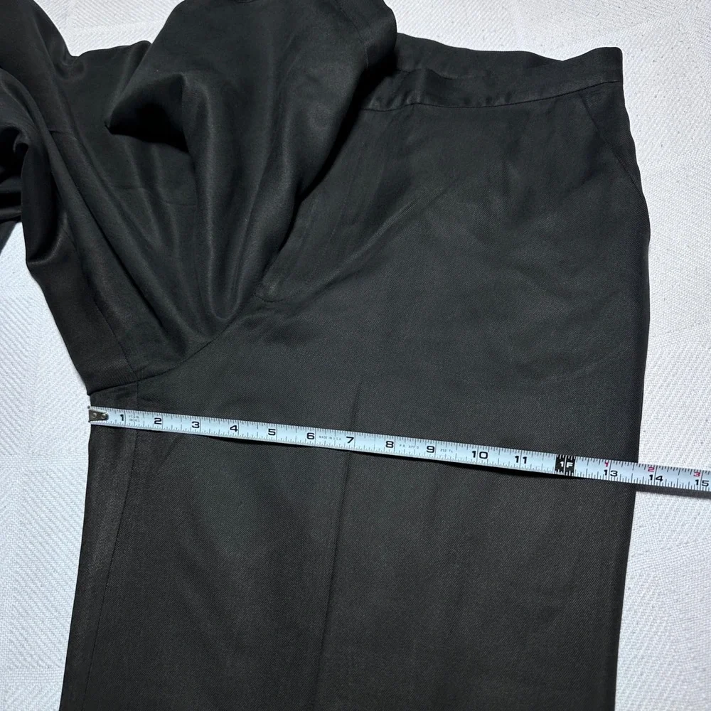 Lauren Ralph Lauren Wide Leg Trousers Women 14 100% Silk High Rise Lined Black